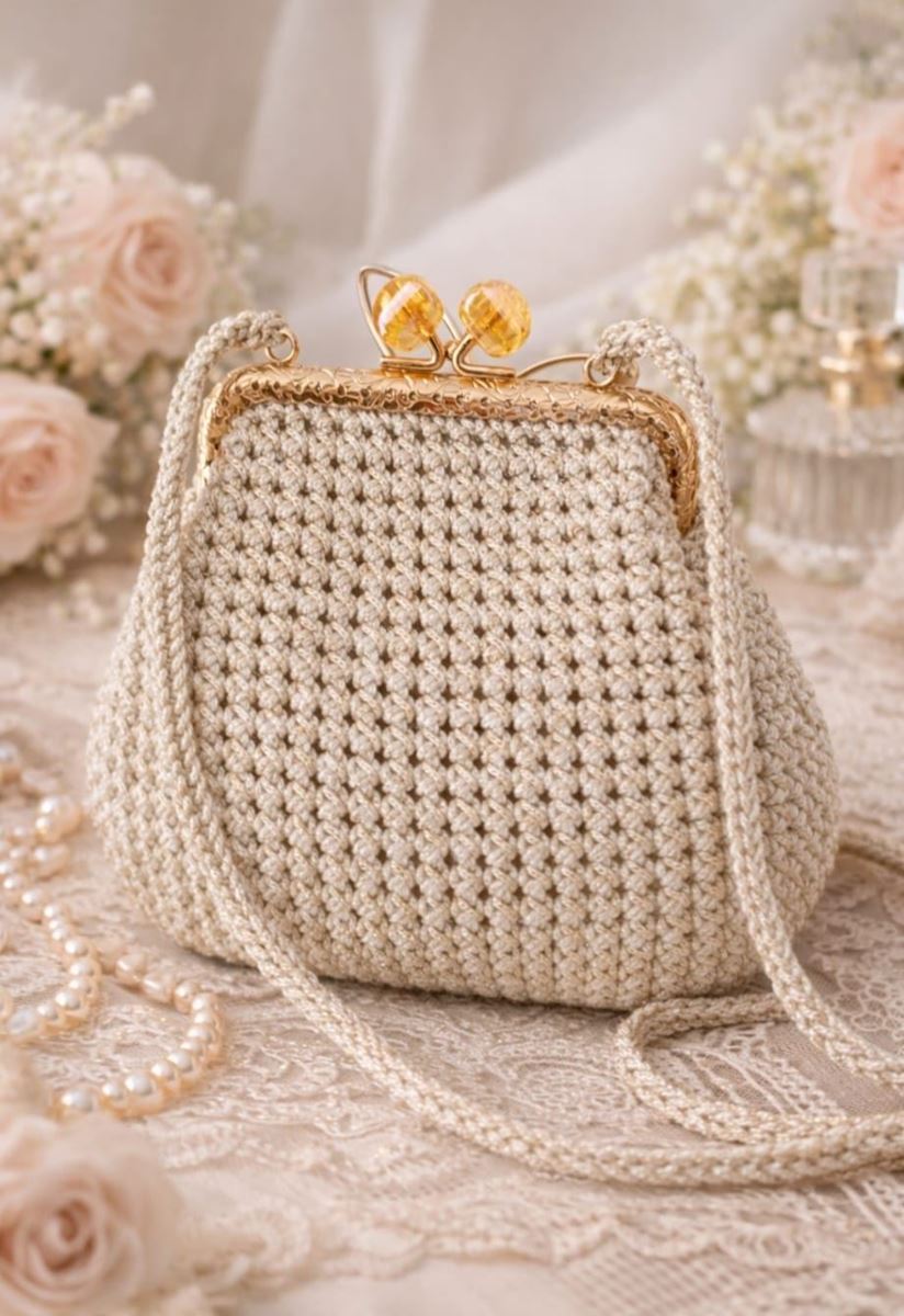 Simli makrome ipten uzun çanta resmi