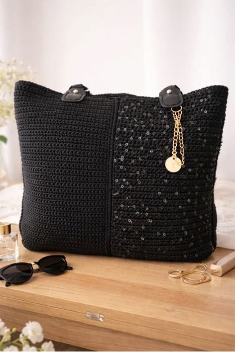 Pullu makrome çanta resmi