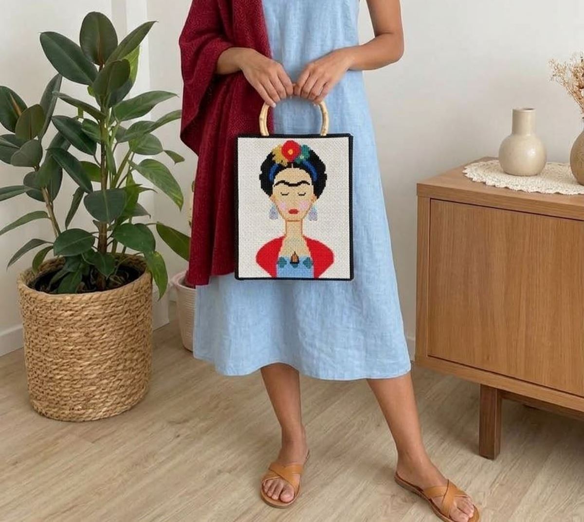 Frida canvas çanta resmi